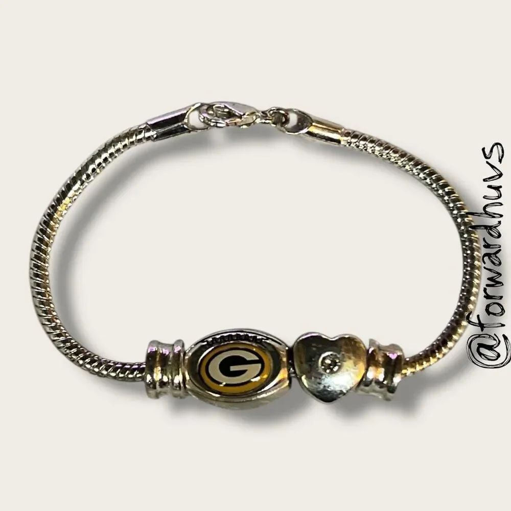 Green Bay Packers Charm Bracelet – Claw Clasp – Silver Tone